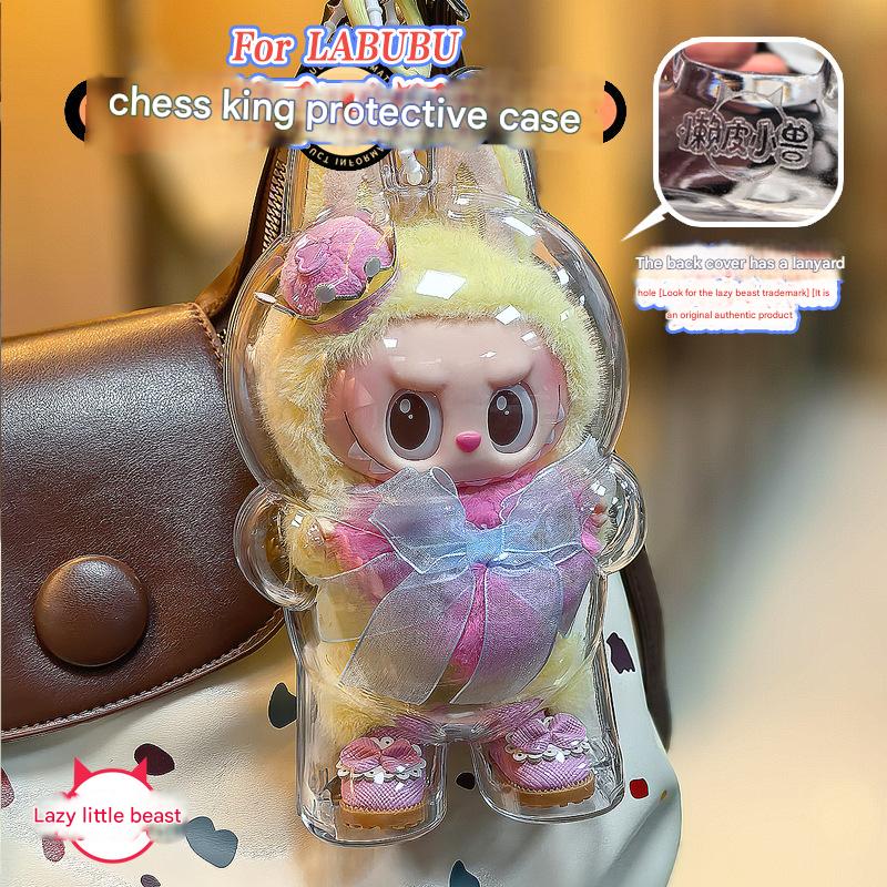 [Lazy Naughty Beast Original] High - quality LABUBU chess king acrylic transparent protective case - URANBATO