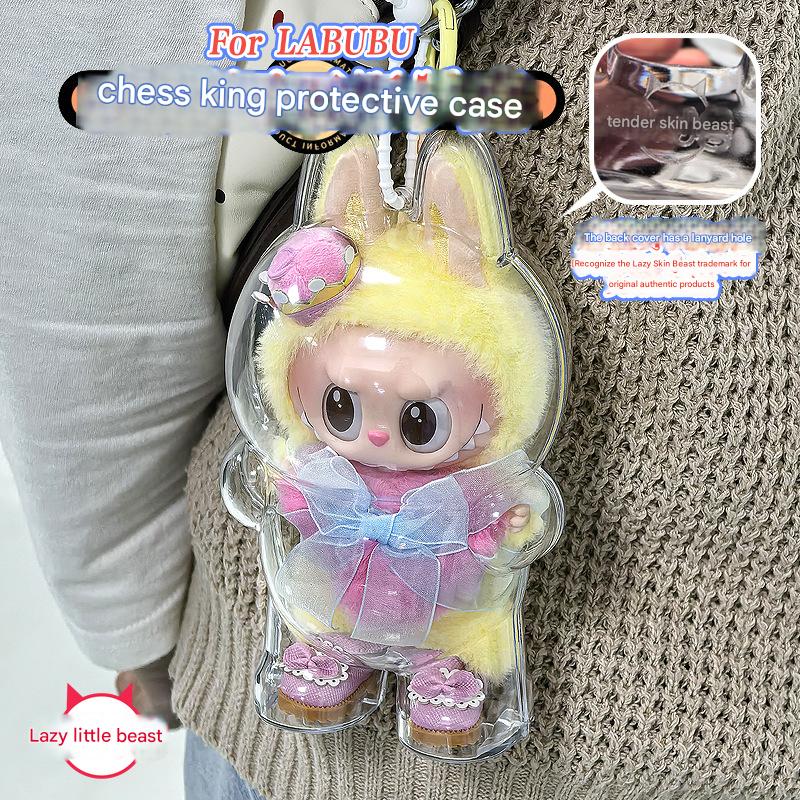 [Lazy Naughty Beast Original] High - quality LABUBU chess king acrylic transparent protective case - URANBATO