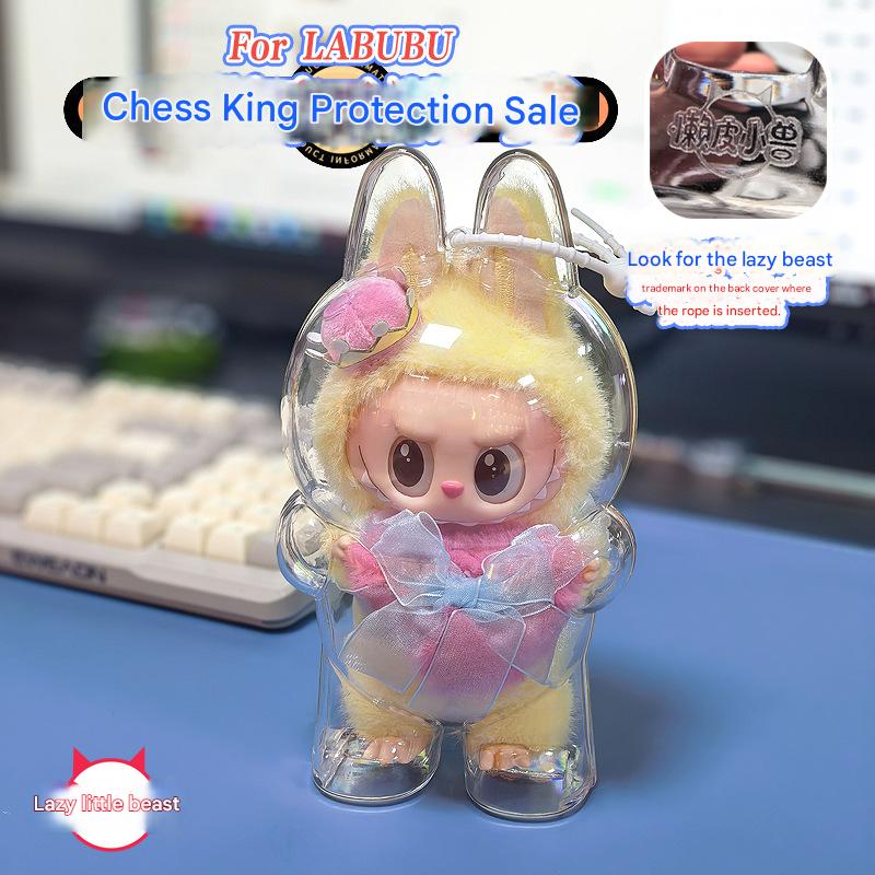 [Lazy Naughty Beast Original] High - quality LABUBU chess king acrylic transparent protective case - URANBATO