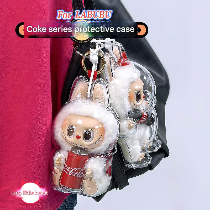[Lazy Naughty Beast Original] High - quality LABUBU Coke Happy Factor Acrylic Transparent Protective Case - URANBATO