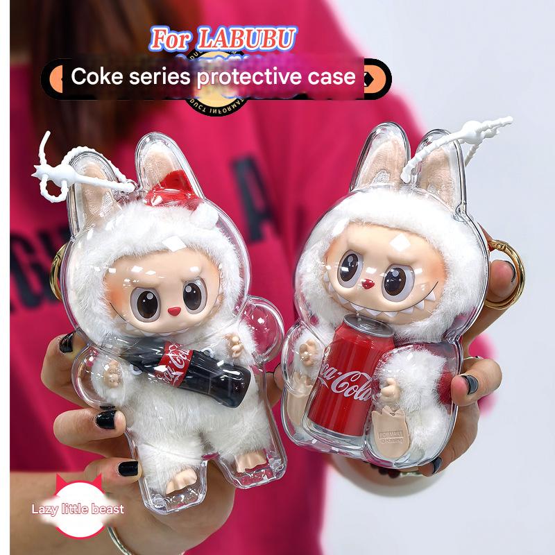 [Lazy Naughty Beast Original] High - quality LABUBU Coke Happy Factor Acrylic Transparent Protective Case - URANBATO