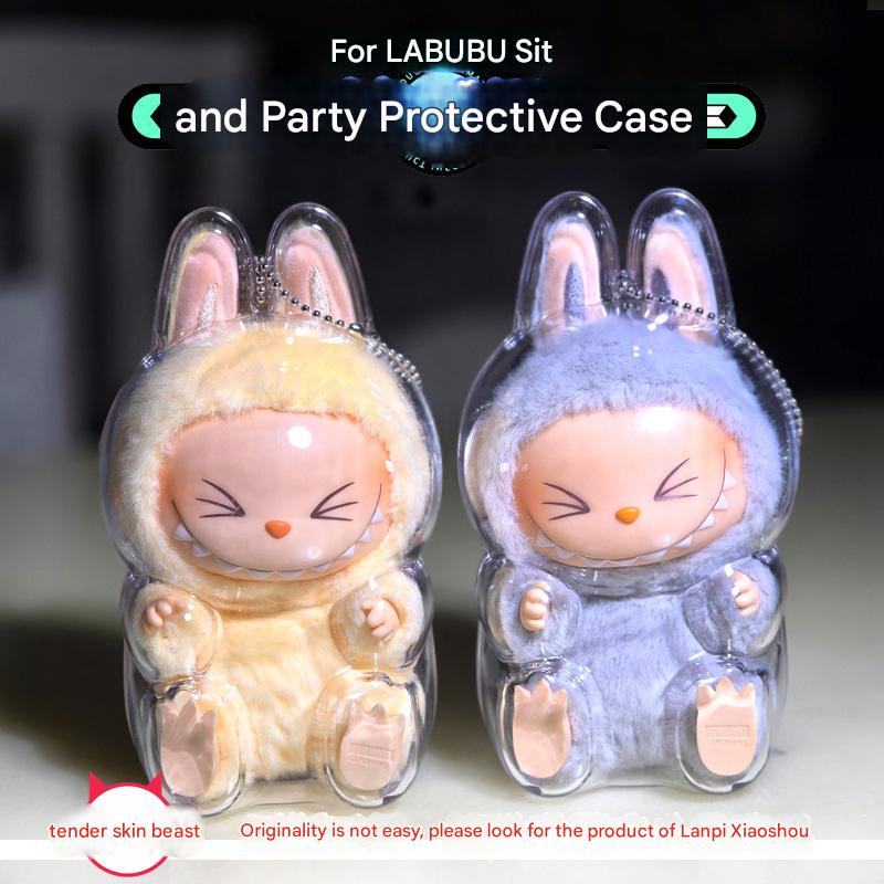 [Lazy Naughty Beast Original] High - quality LABUBU Labubu Sit Party Acrylic Transparent Protective Case - URANBATO