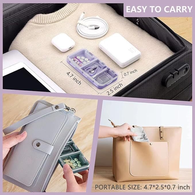 Mini three - compartment portable medicine box for cutting and grinding medicines, dust - proof and sealed medicine packaging storage box - URANBATO