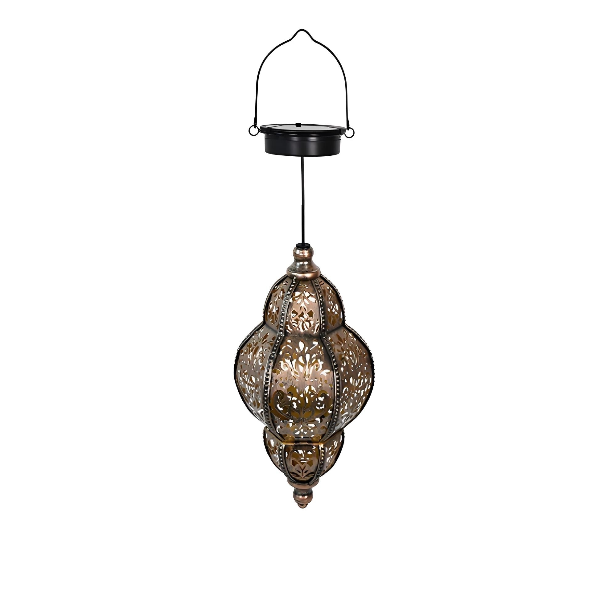 Moonlight Baroque,Solar Wrought Iron Lantern,6 - 12H Elegant Glow IP44 Weather Defense,490g Garden Sculpture,Round/Column Styles - URANBATO