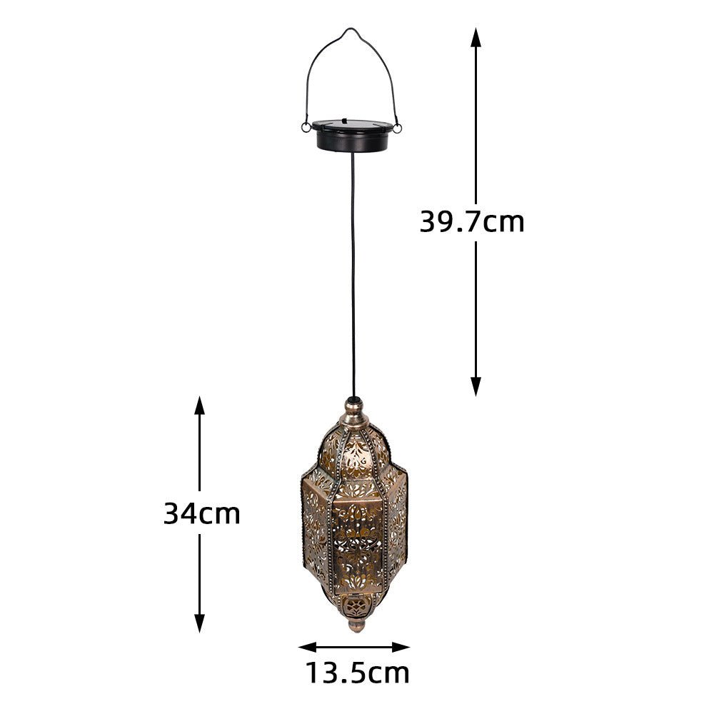 Moonlight Baroque,Solar Wrought Iron Lantern,6 - 12H Elegant Glow IP44 Weather Defense,490g Garden Sculpture,Round/Column Styles - URANBATO