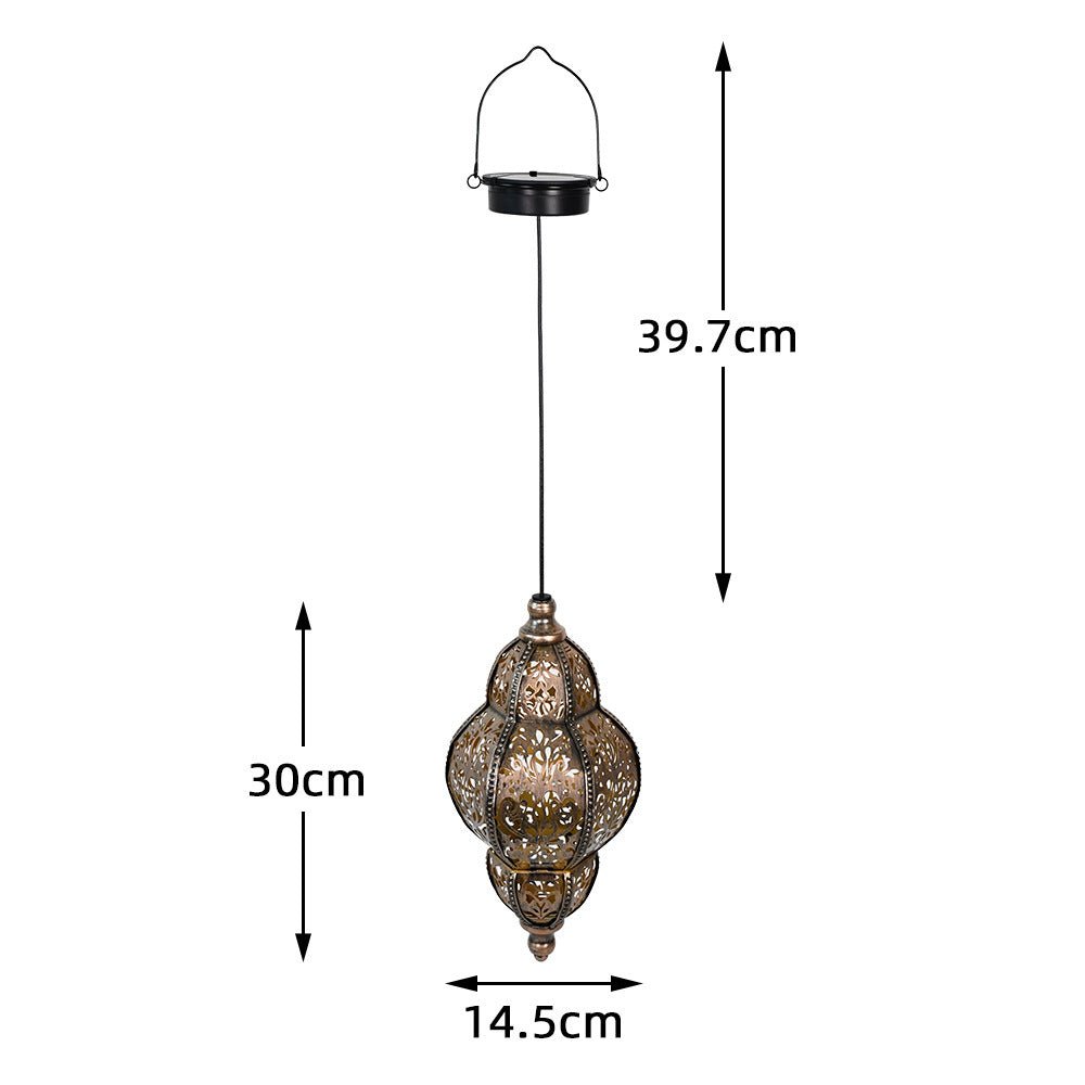 Moonlight Baroque,Solar Wrought Iron Lantern,6 - 12H Elegant Glow IP44 Weather Defense,490g Garden Sculpture,Round/Column Styles - URANBATO