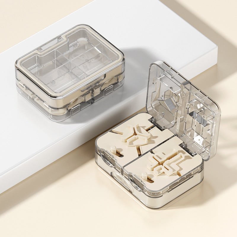 Multifunctional 1/2, 1/3, 1/4 medicine cutter, two - in - one medicine cutter and storage box for outdoor portable moisture - proof medicine box - URANBATO