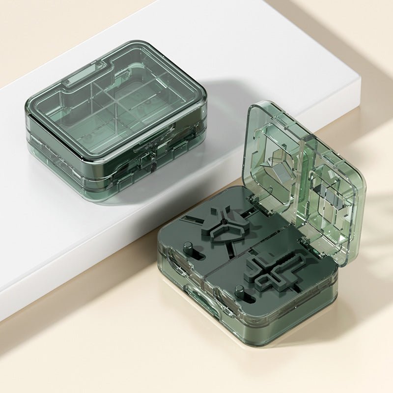 Multifunctional 1/2, 1/3, 1/4 medicine cutter, two - in - one medicine cutter and storage box for outdoor portable moisture - proof medicine box - URANBATO