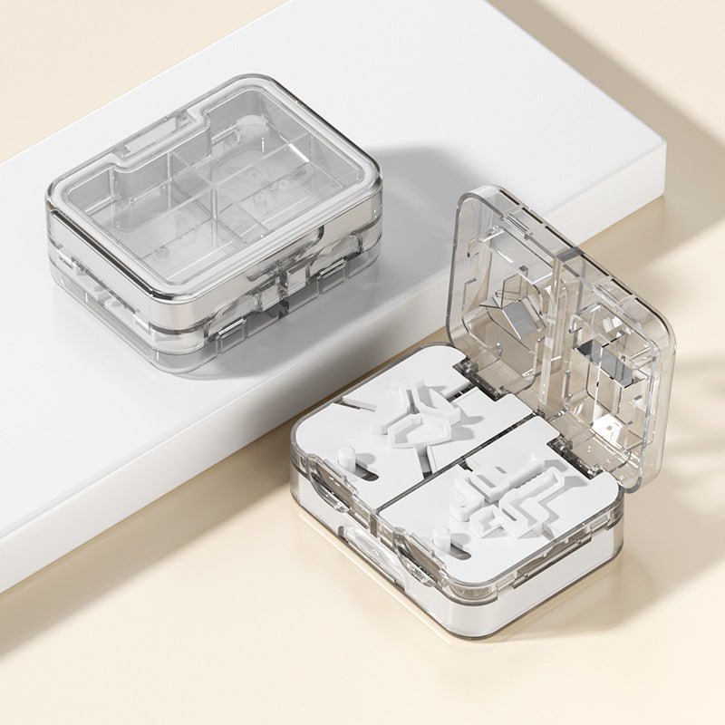 Multifunctional 1/2, 1/3, 1/4 medicine cutter, two - in - one medicine cutter and storage box for outdoor portable moisture - proof medicine box - URANBATO