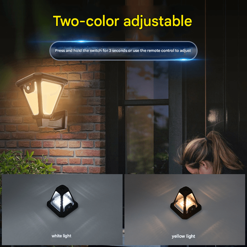 New solar waterproof human body induction wall lamp, garden lighting can be plugged into the ground or wall - mounted, outdoor lawn LED landscape light, white light and warm light dual color, automatically lights up when people come - URANBATO