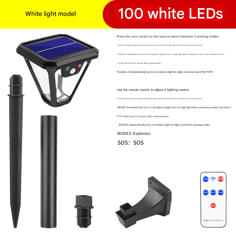 New solar waterproof human body induction wall lamp, garden lighting can be plugged into the ground or wall - mounted, outdoor lawn LED landscape light, white light and warm light dual color, automatically lights up when people come - URANBATO