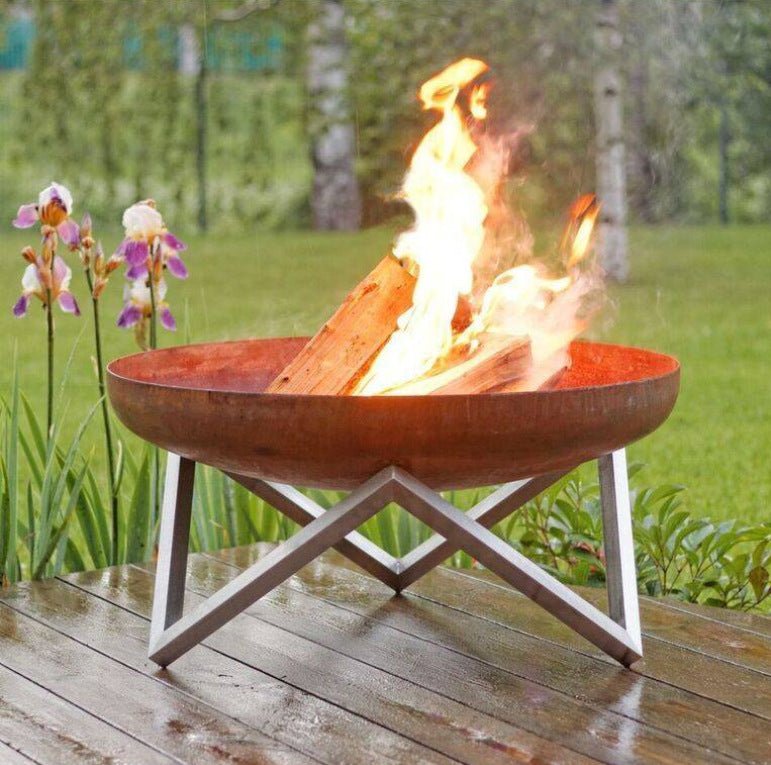 North American courtyard charcoal bonfire stove, outdoor camping incinerator, homestay camp heating brazier grill, BBQ wood stove grill, weathering steel bonfire pot - URANBATO