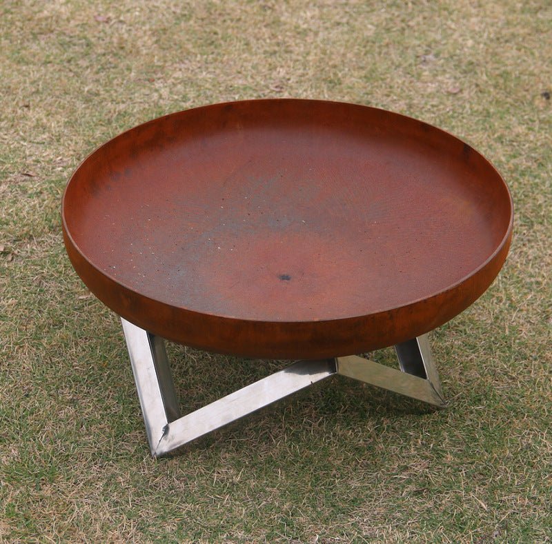 North American courtyard charcoal bonfire stove, outdoor camping incinerator, homestay camp heating brazier grill, BBQ wood stove grill, weathering steel bonfire pot - URANBATO