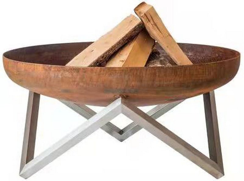 North American courtyard charcoal bonfire stove, outdoor camping incinerator, homestay camp heating brazier grill, BBQ wood stove grill, weathering steel bonfire pot - URANBATO