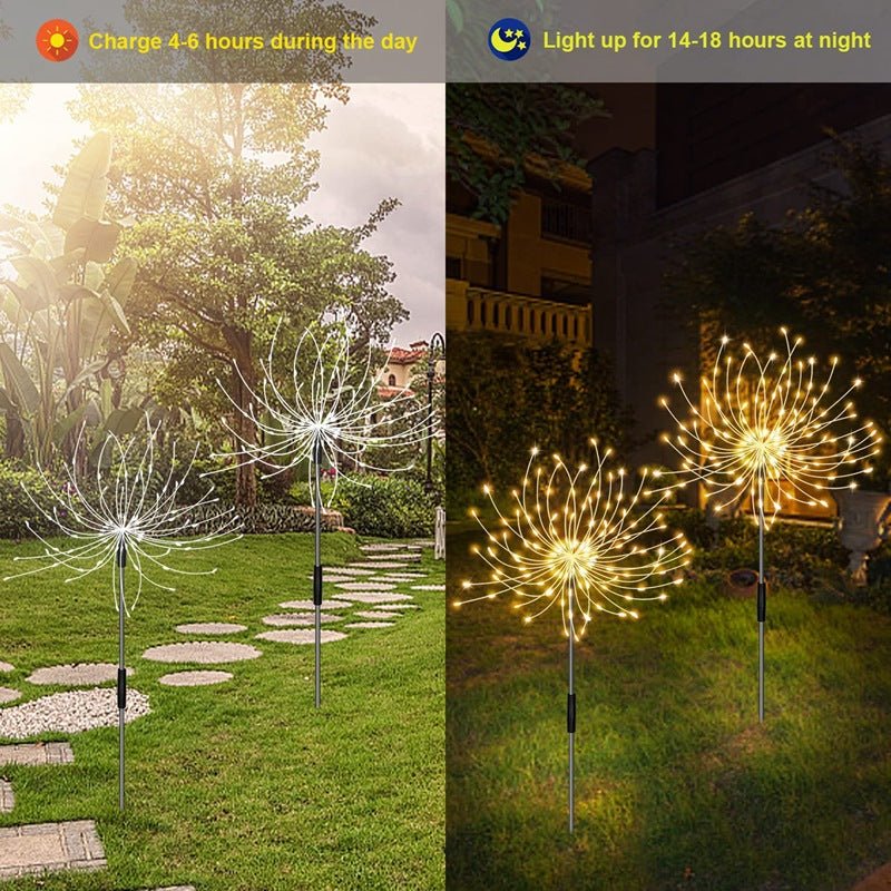 One - to - many solar fireworks lights, remote control string lights, garden lawn atmosphere lights, waterproof dandelion lawn ground lights, Christmas decorative lights - URANBATO