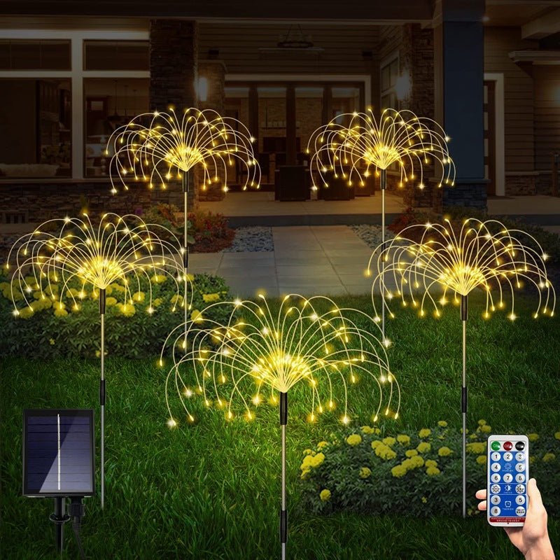One - to - many solar fireworks lights, remote control string lights, garden lawn atmosphere lights, waterproof dandelion lawn ground lights, Christmas decorative lights - URANBATO