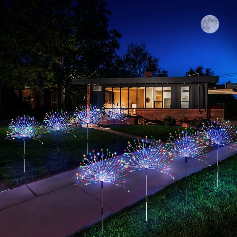 One - to - many solar fireworks lights, remote control string lights, garden lawn atmosphere lights, waterproof dandelion lawn ground lights, Christmas decorative lights - URANBATO