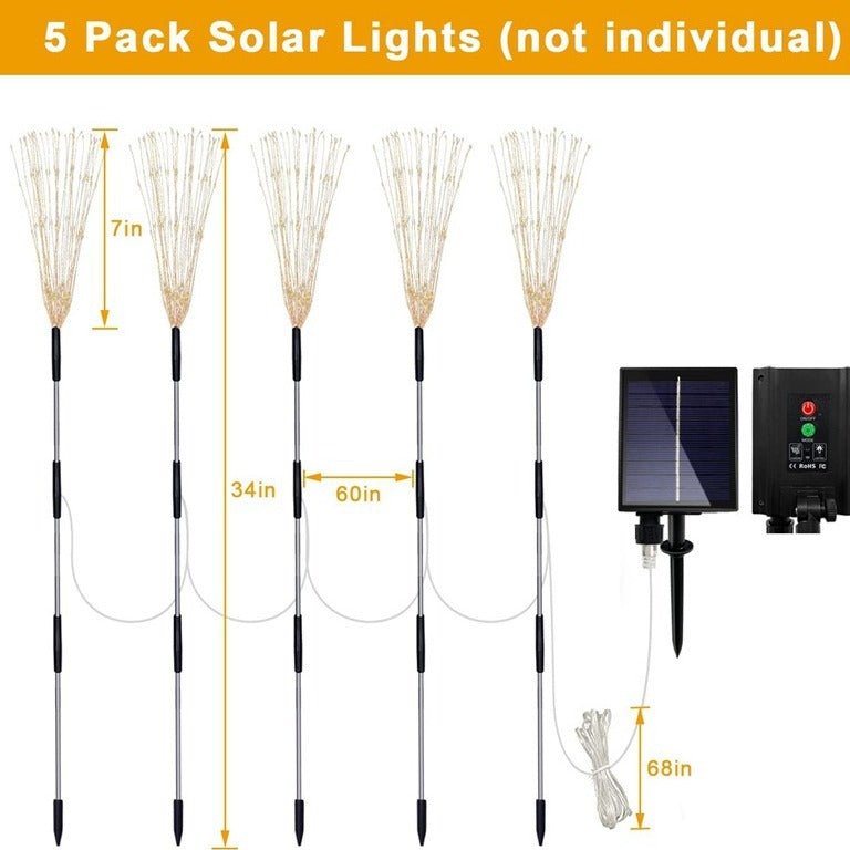 One - to - many solar fireworks lights, remote control string lights, garden lawn atmosphere lights, waterproof dandelion lawn ground lights, Christmas decorative lights - URANBATO