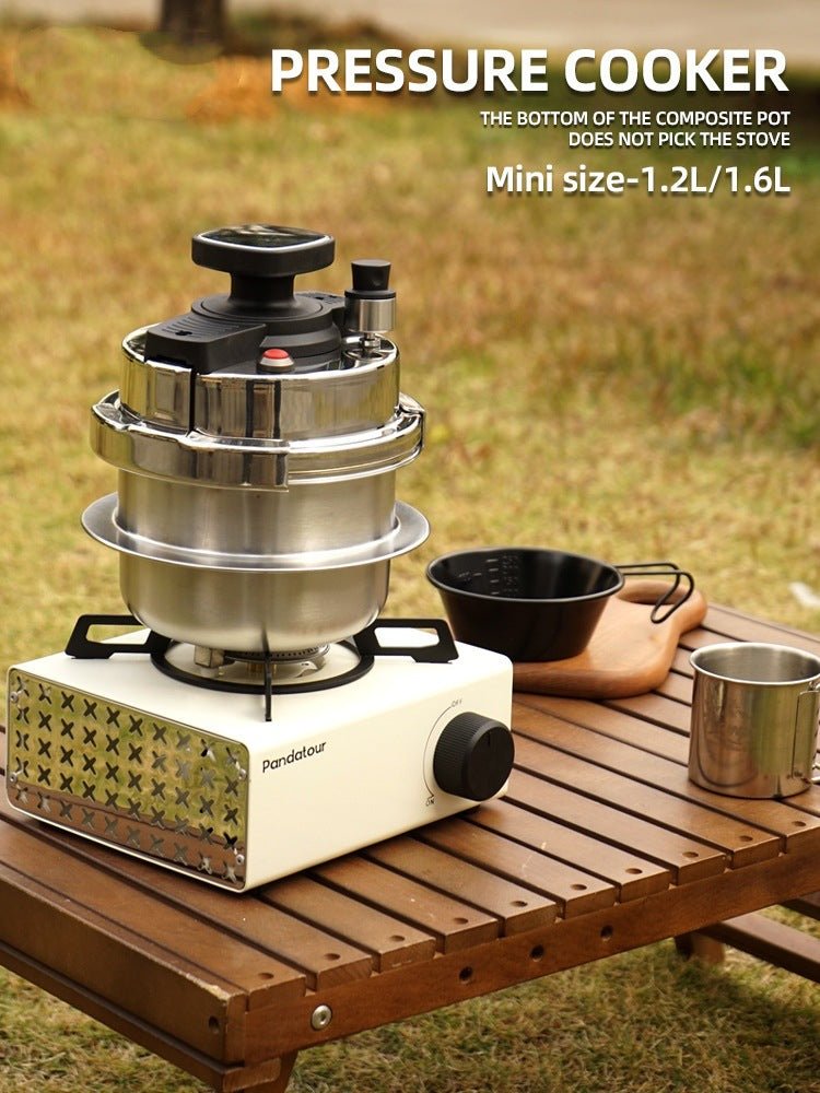 Outdoor camping car household pressure cooker, camping portable 1.6L pressure cooker, 304 stainless steel mini pressure cooker, induction cooker soup mini rice cooker - URANBATO