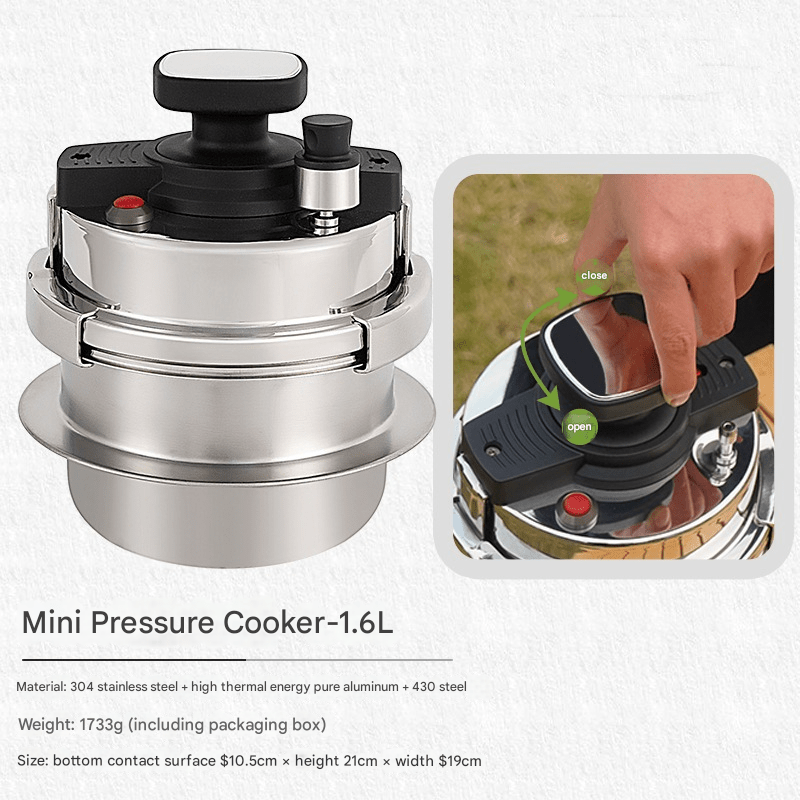 Outdoor camping car household pressure cooker, camping portable 1.6L pressure cooker, 304 stainless steel mini pressure cooker, induction cooker soup mini rice cooker - URANBATO
