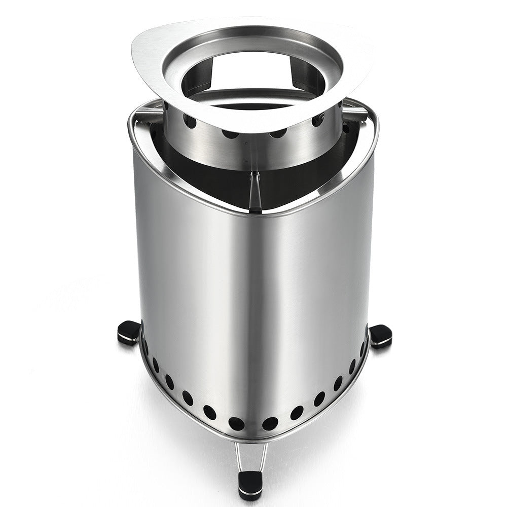 Outdoor camping smokeless wood stove, stainless steel stove portable campfire stove, patio heating stove fire pit - URANBATO
