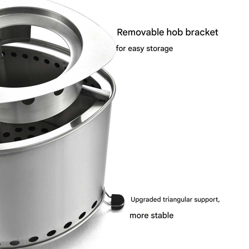 Outdoor camping smokeless wood stove, stainless steel stove portable campfire stove, patio heating stove fire pit - URANBATO