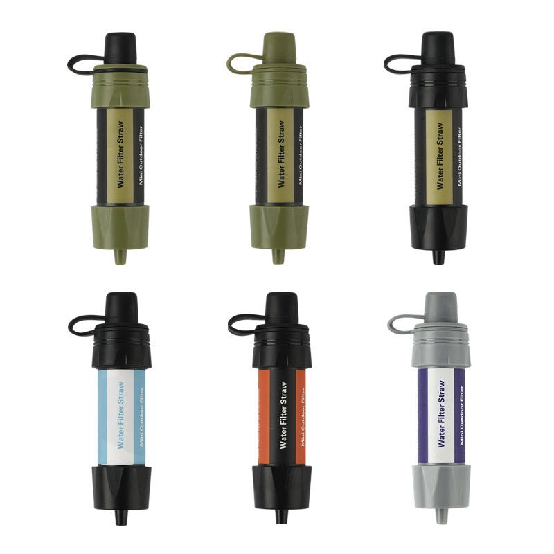 Outdoor emergency portable water purifier, camping disaster relief filter straw, camping adventure survival tool, mountaineering hiking water purifier cup filter water bag - URANBATO