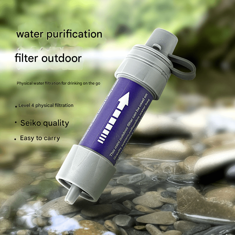 Outdoor emergency portable water purifier, camping disaster relief filter straw, camping adventure survival tool, mountaineering hiking water purifier cup filter water bag - URANBATO