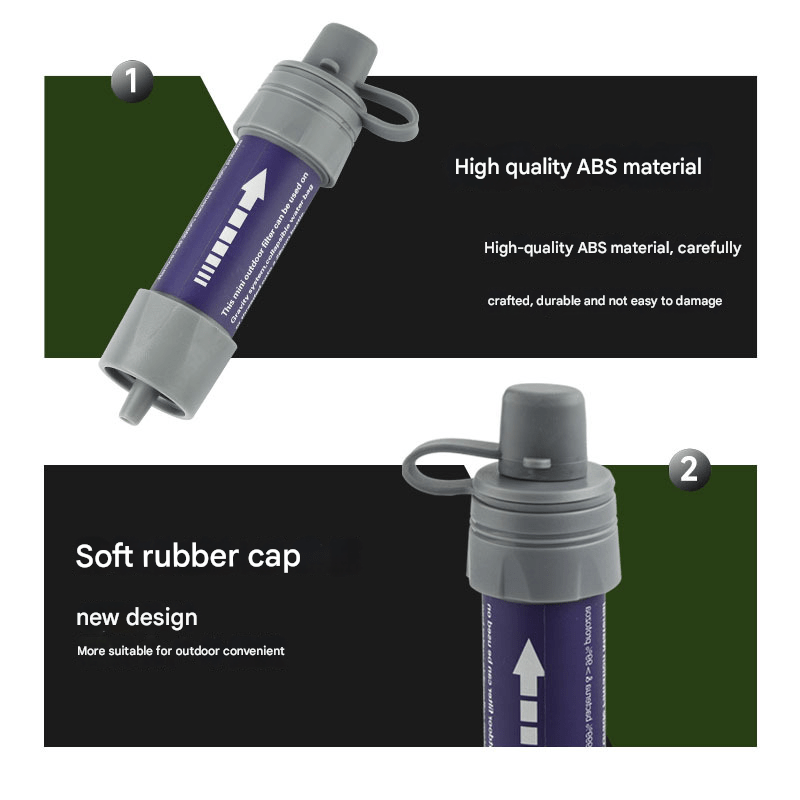 Outdoor emergency portable water purifier, camping disaster relief filter straw, camping adventure survival tool, mountaineering hiking water purifier cup filter water bag - URANBATO