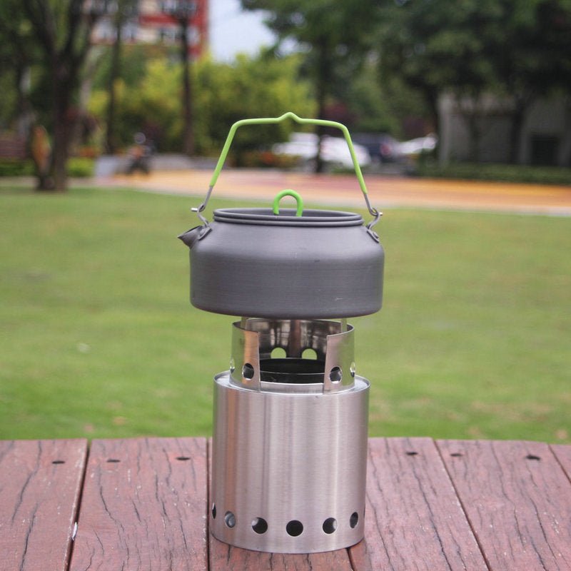 Outdoor folding wood stove, stainless steel windproof picnic stove, camping alcohol stove barbecue stove, integrated campfire stove, stainless steel burning stove - URANBATO