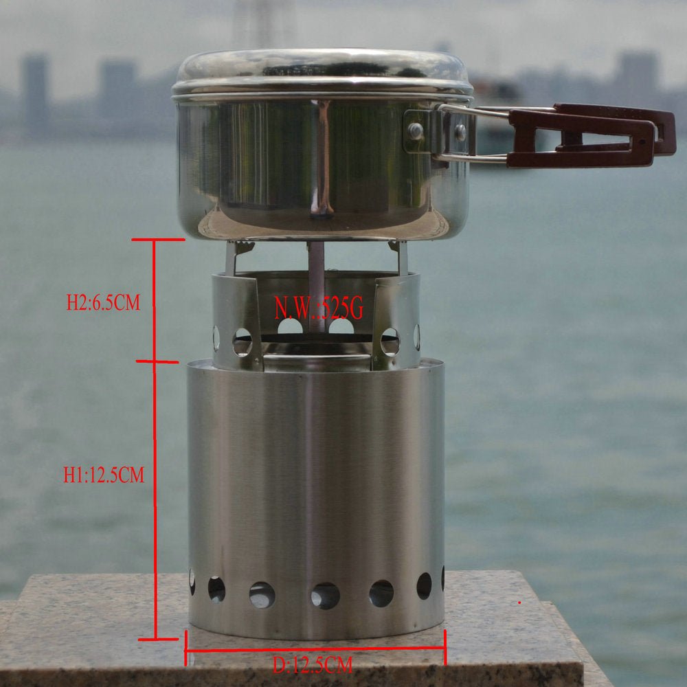 Outdoor folding wood stove, stainless steel windproof picnic stove, camping alcohol stove barbecue stove, integrated campfire stove, stainless steel burning stove - URANBATO