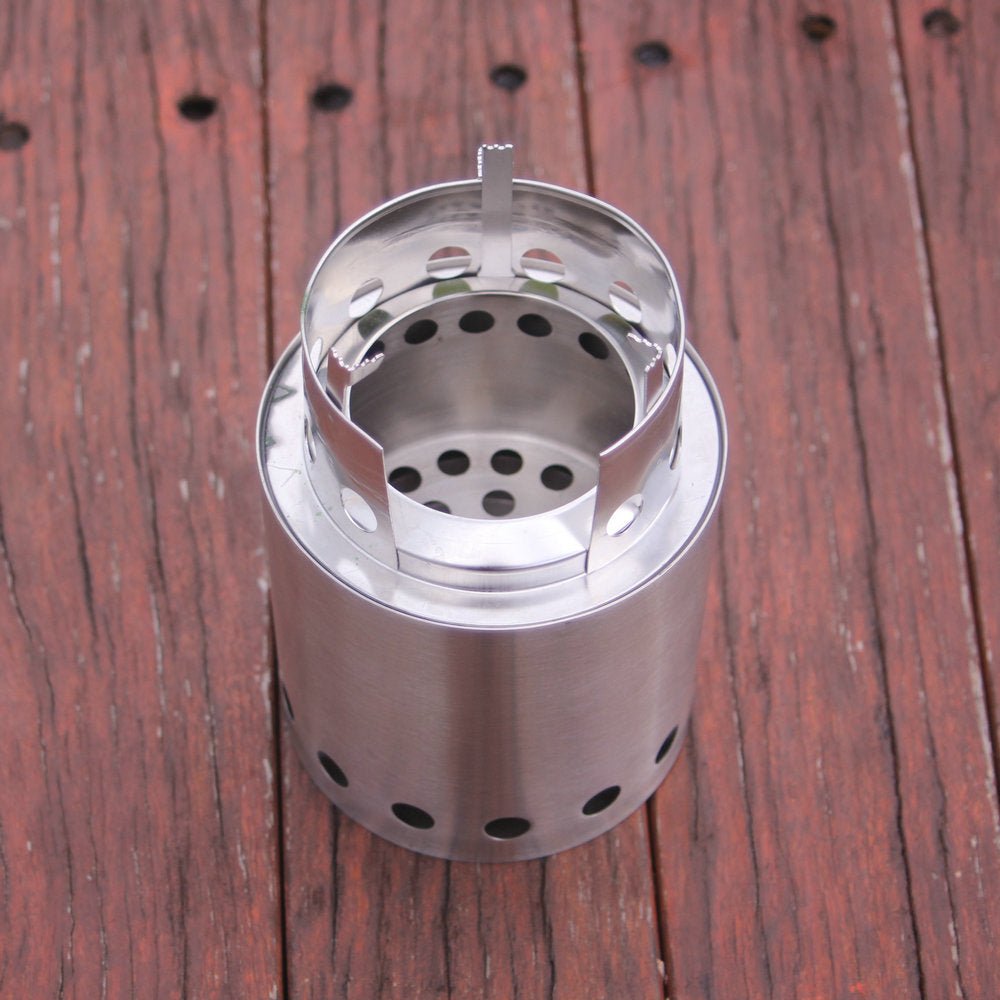 Outdoor folding wood stove, stainless steel windproof picnic stove, camping alcohol stove barbecue stove, integrated campfire stove, stainless steel burning stove - URANBATO