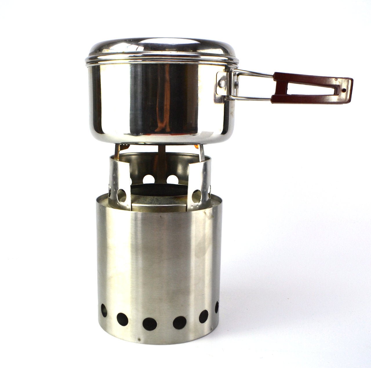 Outdoor folding wood stove, stainless steel windproof picnic stove, camping alcohol stove barbecue stove, integrated campfire stove, stainless steel burning stove - URANBATO