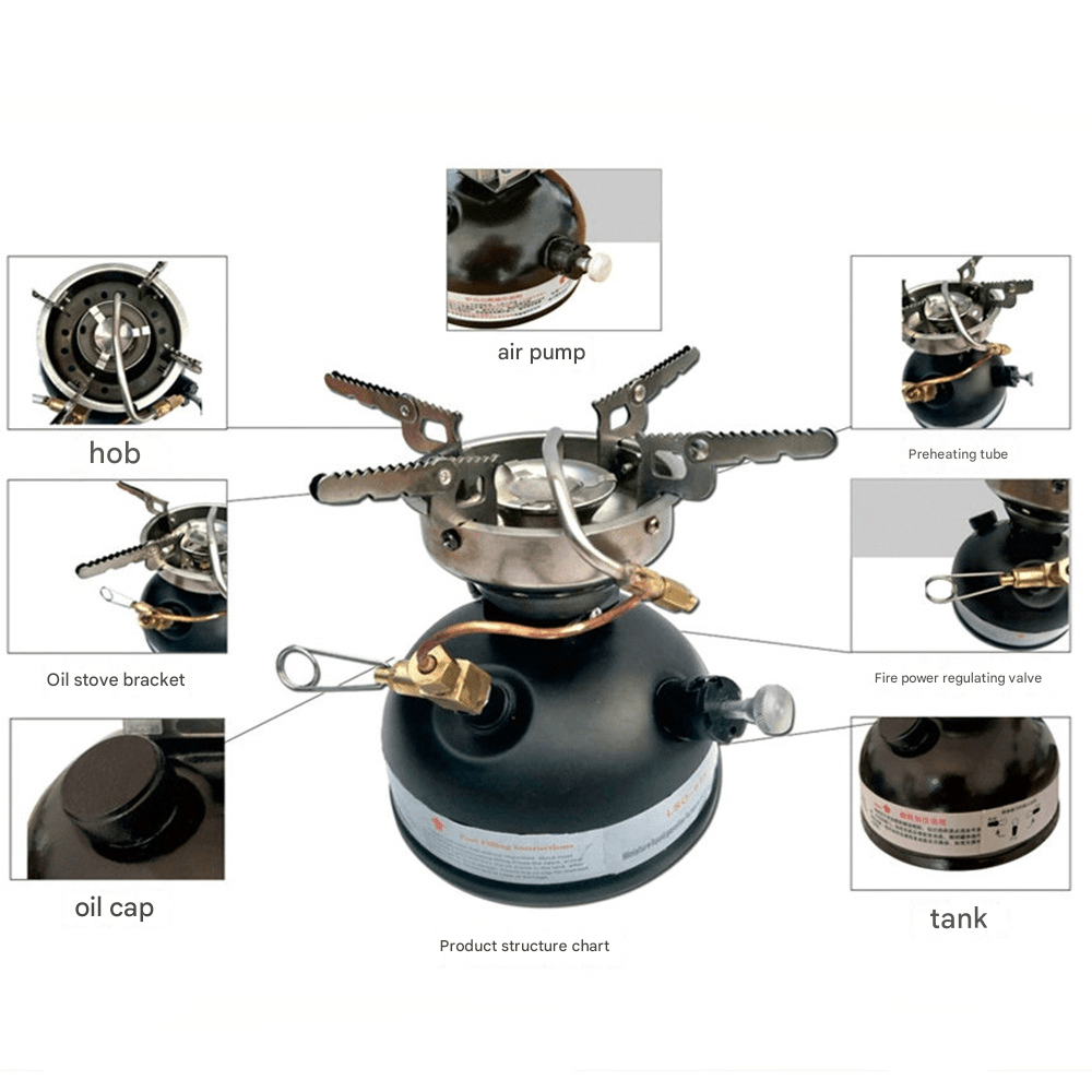 Outdoor integrated portable gasoline stove, kerosene, diesel and alcohol stove head, outdoor picnic stove, maintenance - free multi - fuel stove, can be used for alcohol/gasoline/diesel/outdoor gas tank - URANBATO