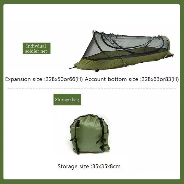 Outdoor single - person tactical tent, anti - mosquito and waterproof field tent, can be matched with outdoor folding bed - URANBATO