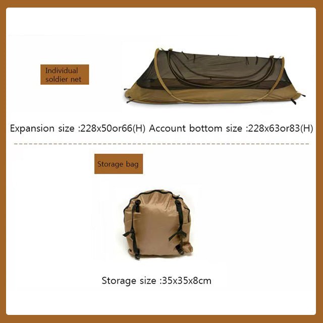 Outdoor single - person tactical tent, anti - mosquito and waterproof field tent, can be matched with outdoor folding bed - URANBATO
