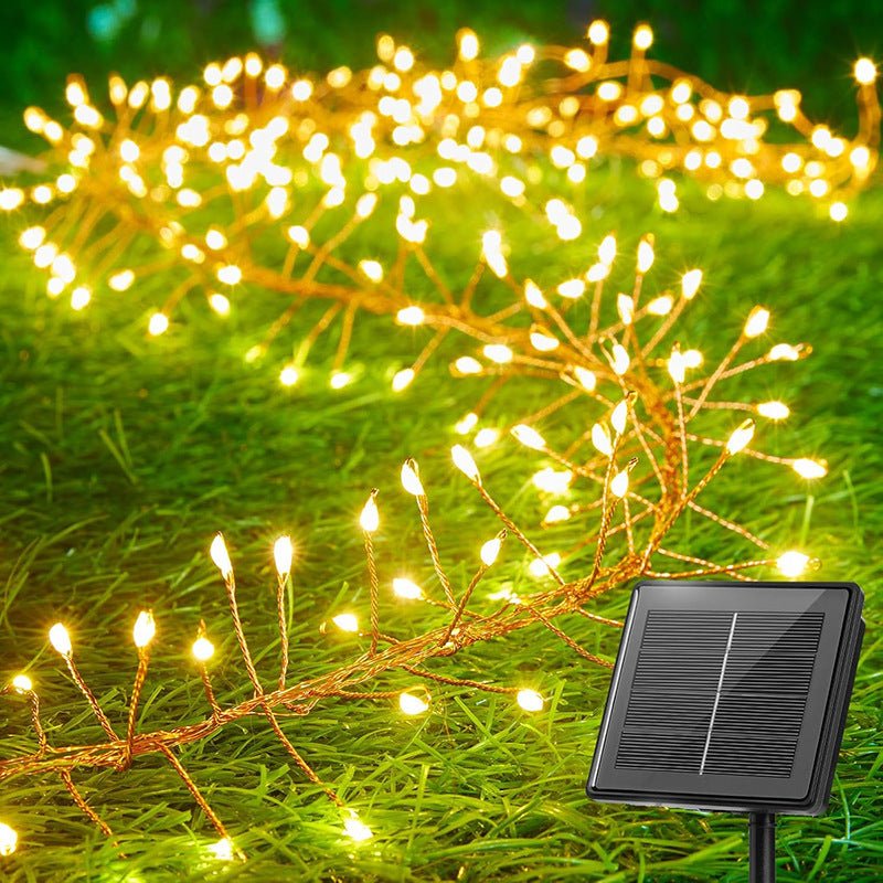 Outdoor solar firecracker light string, courtyard garden lawn LED copper wire light, wiring - free waterproof light string, Christmas decoration lights - URANBATO