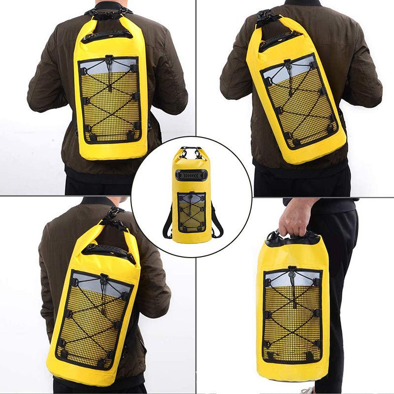 Outdoor waterproof bucket bag,30L/20L large capacity waterproof bag for camping and beach, 100% waterproof backpack for rafting and swimming, net bag for hiking and mountaineering - URANBATO
