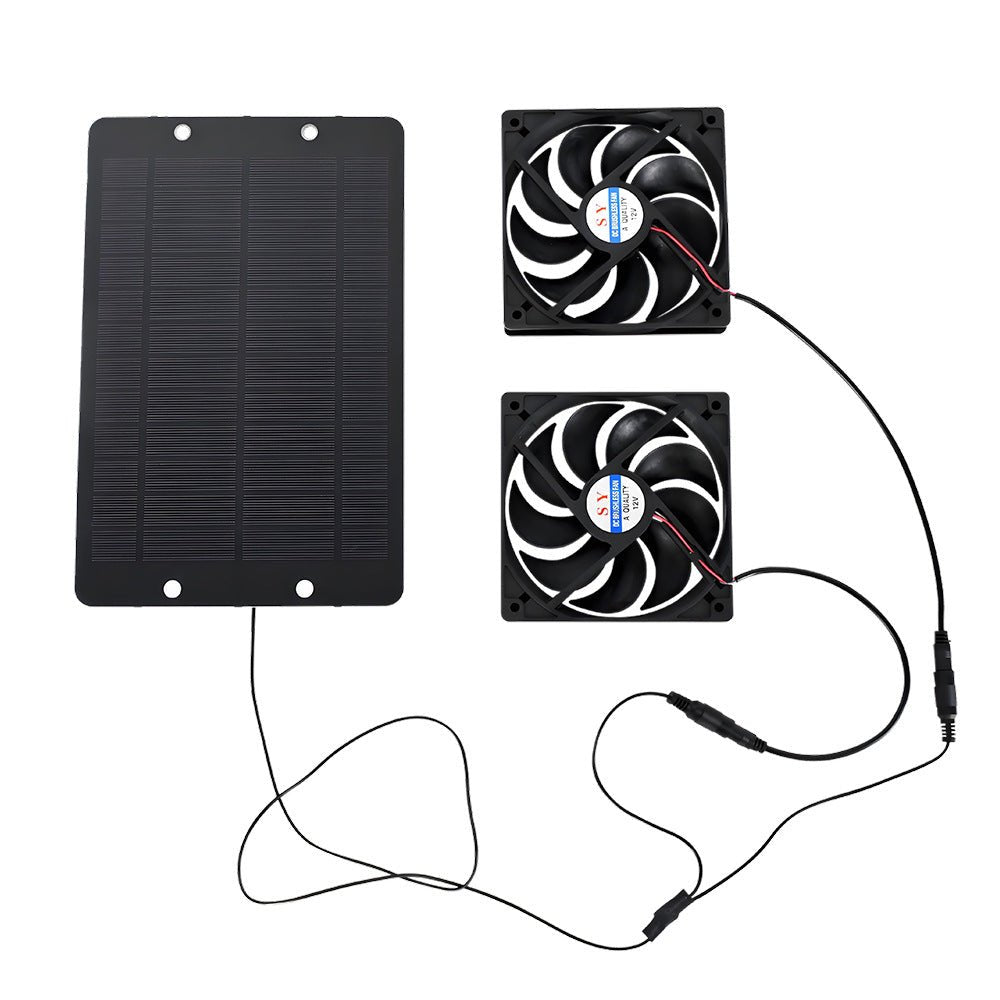 Pet house solar dual fan exhaust fan, cat house and dog house fan, succulent plant ventilation radiator, indoor climbing pet house exhaust, zero electricity bill waterproof - URANBATO
