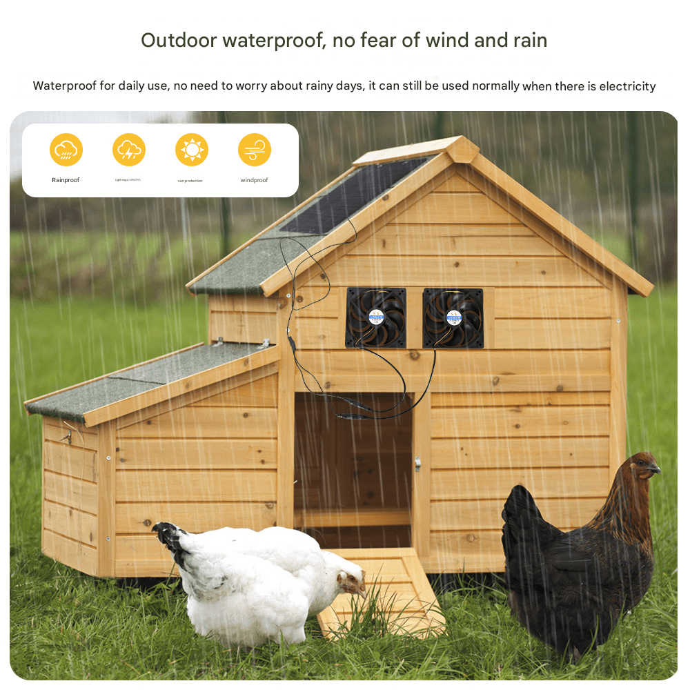 Pet house solar dual fan exhaust fan, cat house and dog house fan, succulent plant ventilation radiator, indoor climbing pet house exhaust, zero electricity bill waterproof - URANBATO