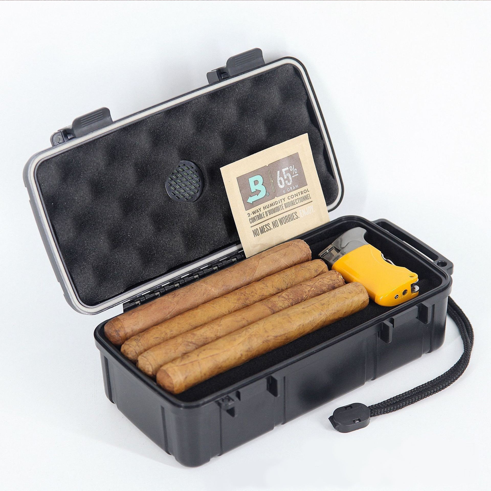 Portable 10 - pack sealed moisturizing cigar box, high - strength ABS plastic waterproof and pressure - resistant travel cigar storage box - URANBATO