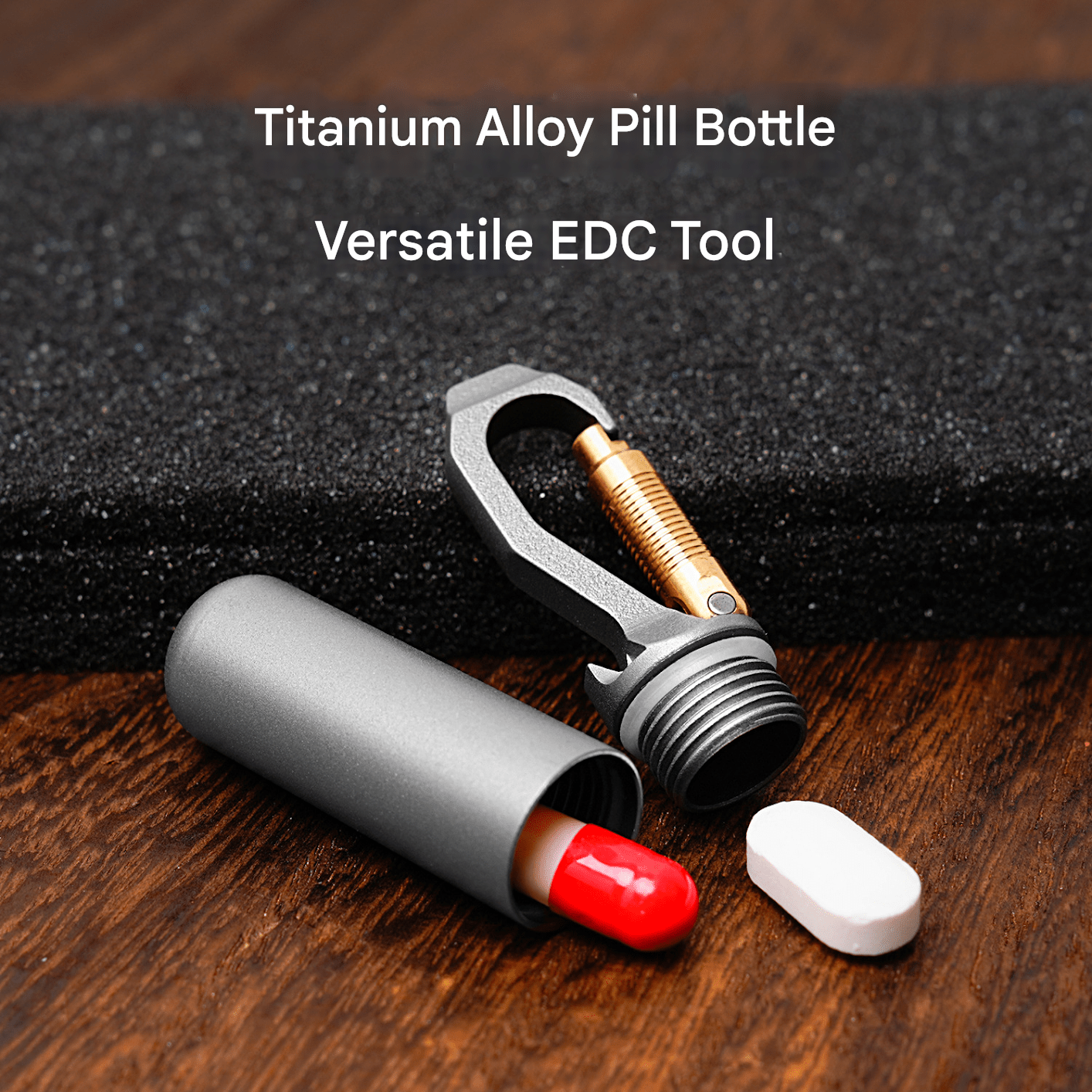 Portable mini pure titanium medicine bottle, titanium alloy portable medicine storage bottle, moisture - proof and waterproof sealed compartment - URANBATO