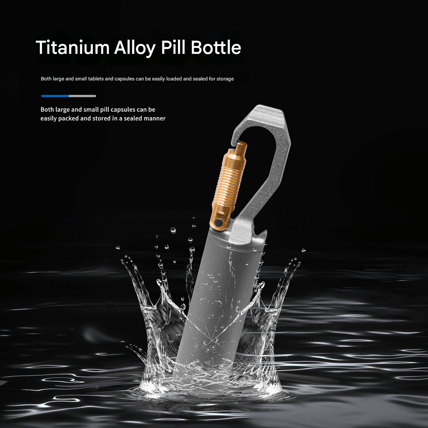 Portable mini pure titanium medicine bottle, titanium alloy portable medicine storage bottle, moisture - proof and waterproof sealed compartment - URANBATO