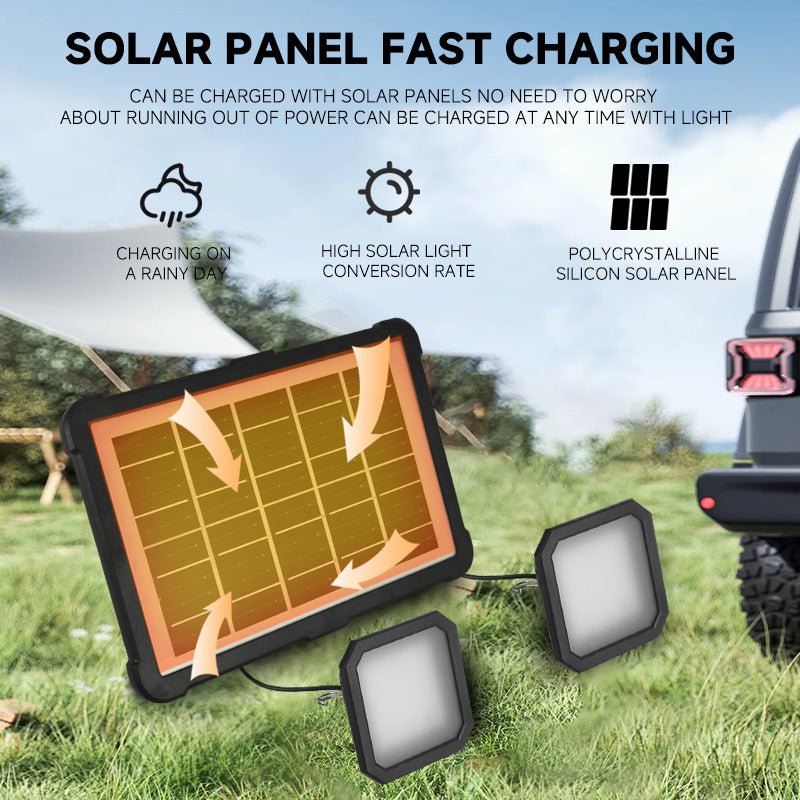 Portable Monocrystalline Solar Kit,IP67 Stormproof,5V1.5W Panel Twin LED Lights 4800mAh Li - Battery｜4H Single - Light Runtime｜255×165mm Palm - Sized - URANBATO