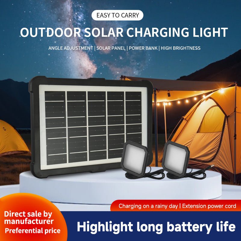 Portable Monocrystalline Solar Kit,IP67 Stormproof,5V1.5W Panel Twin LED Lights 4800mAh Li - Battery｜4H Single - Light Runtime｜255×165mm Palm - Sized - URANBATO