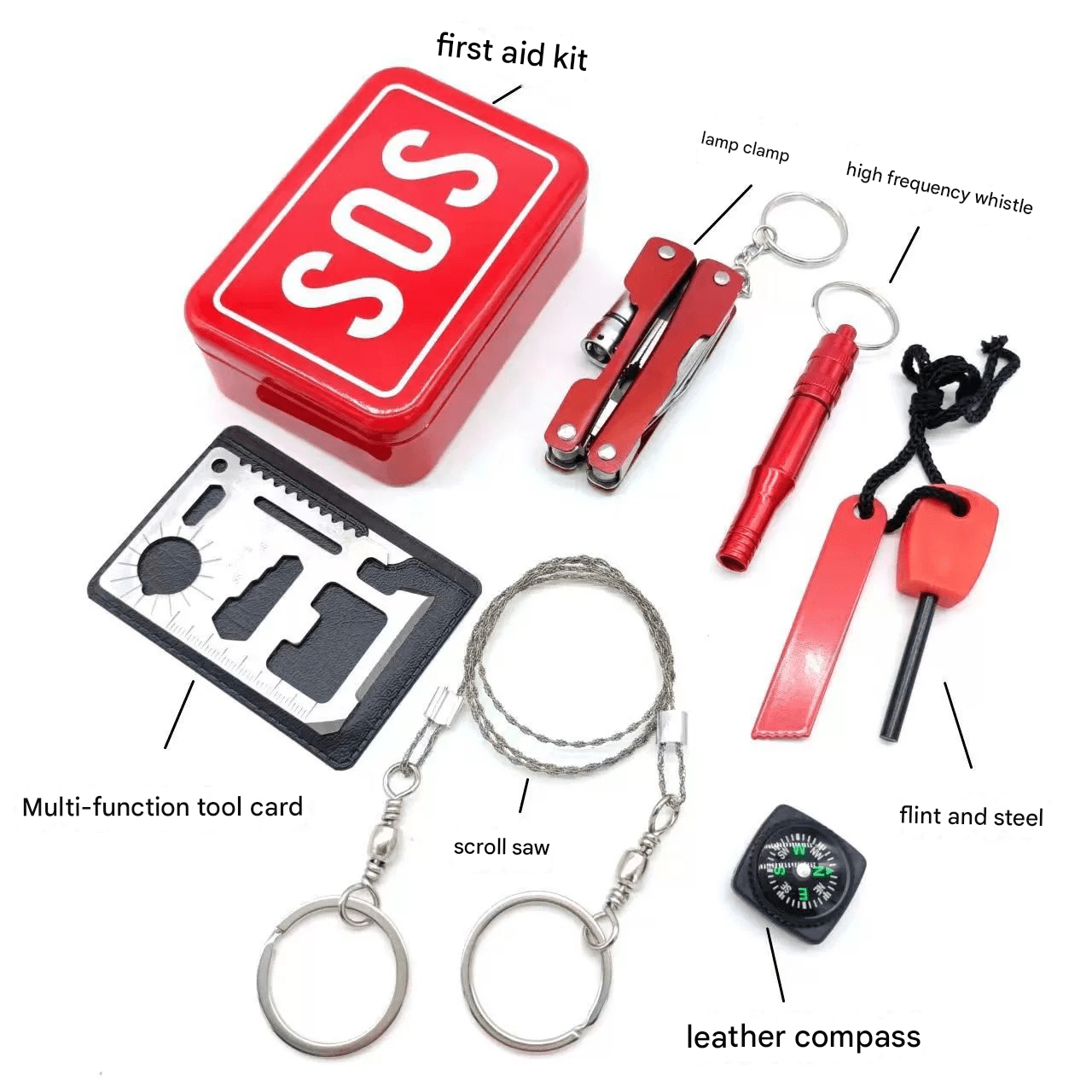 Portable outdoor multi - function tool box, outdoor life - saving box, survival kit, outdoor survival tools, metal storage box emergency kit, survival whistle/rope saw/compass/magnesium rod and other first aid survival box equipment - URANBATO