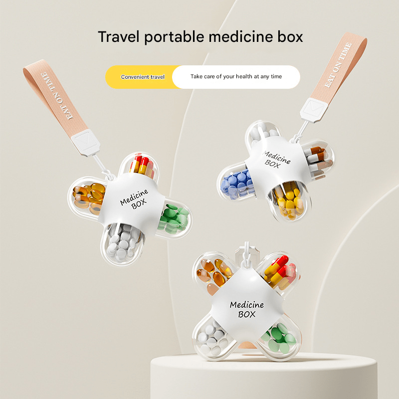 Portable Pill Organizer,7 - Day Compartments,50g Medical - Grade 39×39mm Compact,Moisture - Proof Seal,Elderly Medication Aid - URANBATO