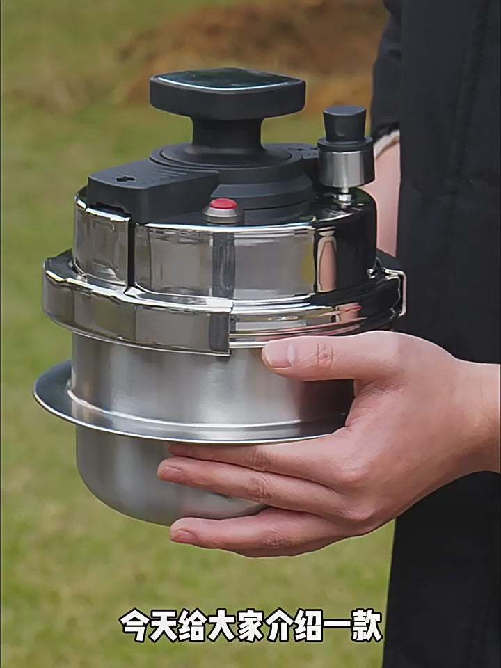 Outdoor camping car household pressure cooker, camping portable 1.6L pressure cooker, 304 stainless steel mini pressure cooker, induction cooker soup mini rice cooker