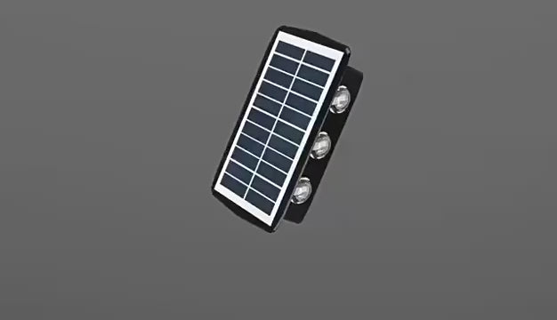 Load video: Villa solar wall washer light, outdoor waterproof LED wall light, garden exterior wall gate post fence upper and lower double head spotlight