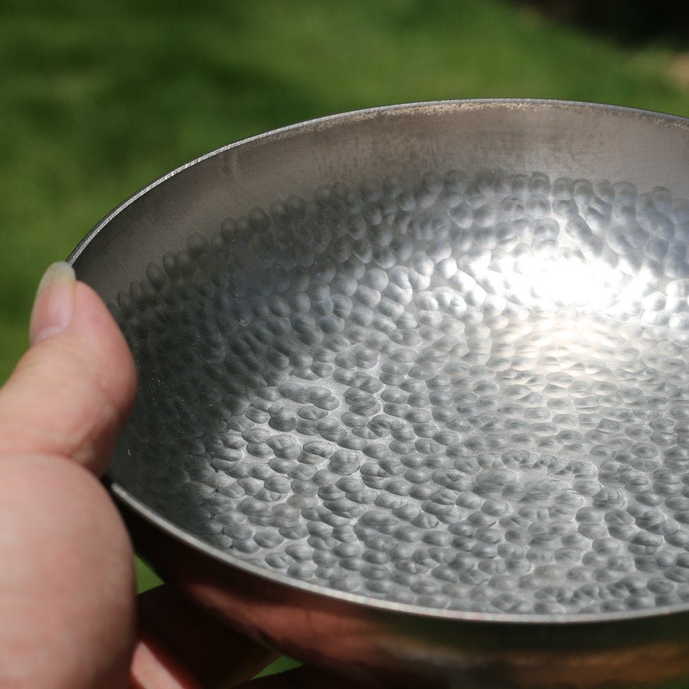 Pure titanium flat bottom frying pan, Storm furnace exclusive outdoor frying pan, uncoated hand hammered non - stick pan, corrosion - resistant frying pan, high temperature resistant pan, healthy and safe, pure titanium pan - URANBATO